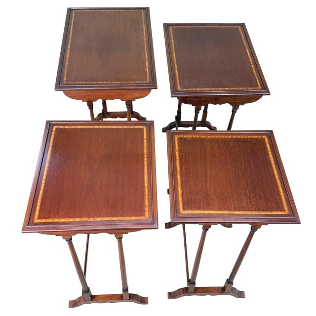 A Very Good Quality Late 19th Century Mahogany Quartetto Nest Of Four Coffee Tables, Having Well Figured Rectangular Tops...