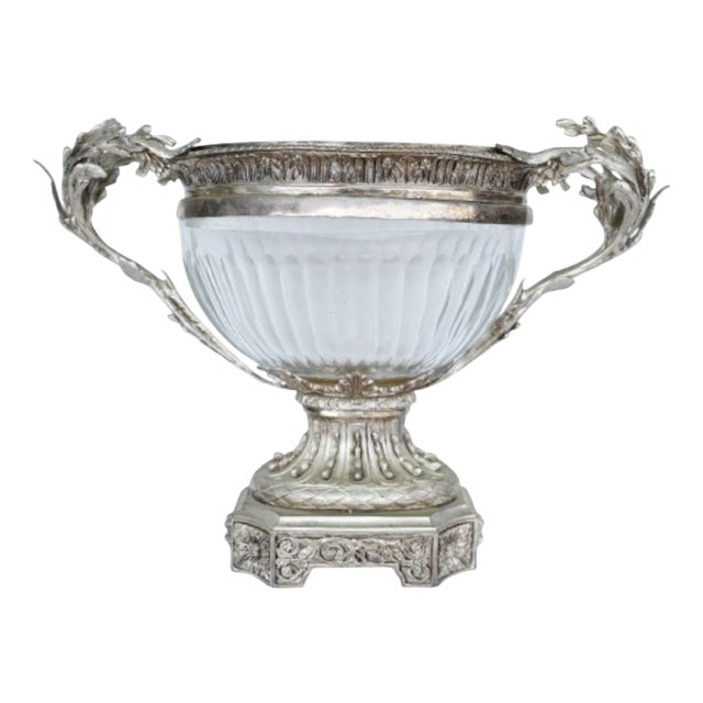 Victorian Sheffield Silver Plate Tureen in Cut Glass For Sale