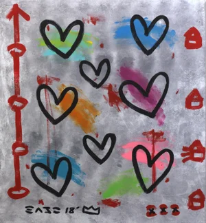 Pop Art "Colorful Hearts" Original Artwork by Gary John