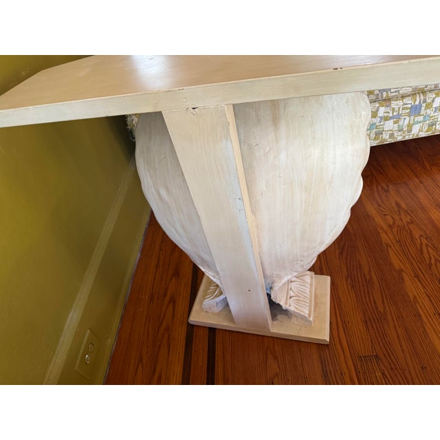Grosfeld House Attributed Grosfeld House 1940’s Hollywood Regency Shell Demi Lune Console Table For Sale - Image 4 of 9