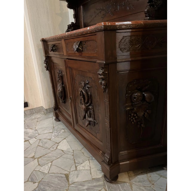 Wood Early 20th Century Art Nouveau Sideboard in Solid Walnut For Sale - Image 7 of 12