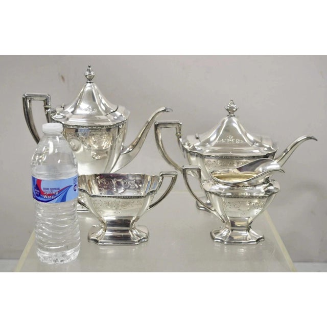 1900s Wd Smith Silver Co Chippendale Epns Hepplewhite Silver Plated Tea Set - 4 PCS For Sale - Image 9 of 9