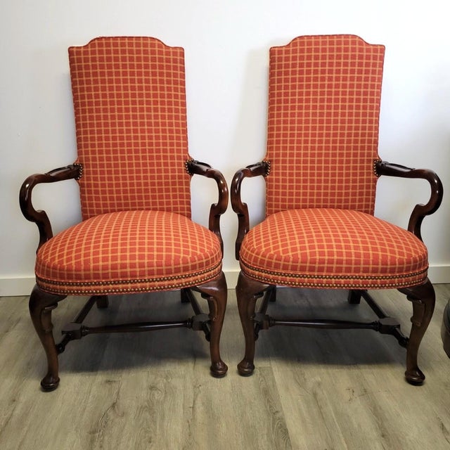 Pair of Vintage Century Furniture French Louis XV Revival Walnut Armchairs With Nailhead Trim For Sale - Image 15 of 15