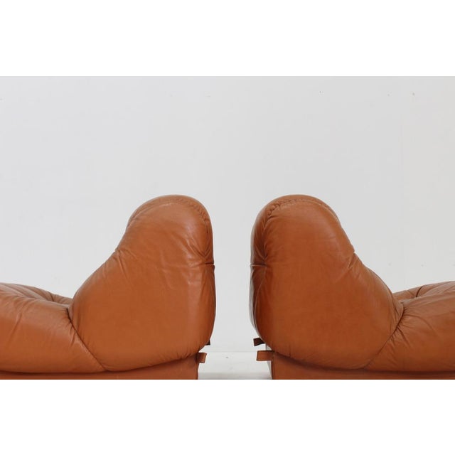 Vintage Nuvolone Lounge Chairs in Cognac Leather from Mimo Padova, Italy, 1970s, Set of 2 For Sale - Image 6 of 11