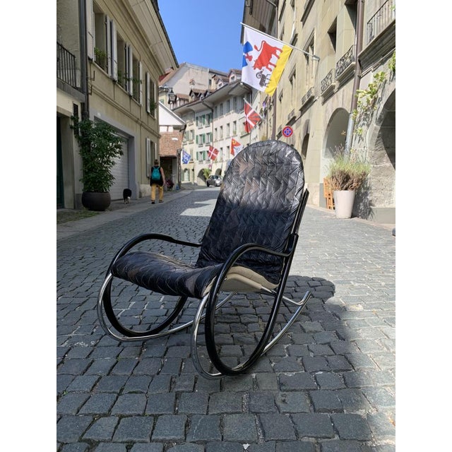 Mid-Century Nonna Patchwork Rocking Chair by Paul Tuttle for Strässle, 1980s For Sale - Image 14 of 18