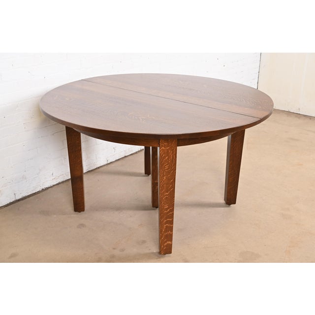 Wood Gustav Stickley Mission Oak Arts & Crafts Extension Dining Table, Newly Refinished For Sale - Image 7 of 12