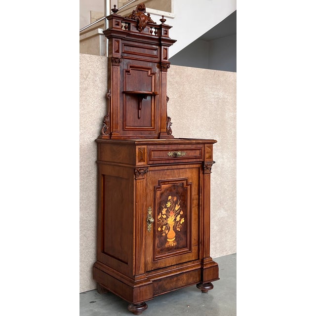 French 19th Century French Walnut Neoclassical Nightstands With Large Crest For Sale - Image 3 of 11
