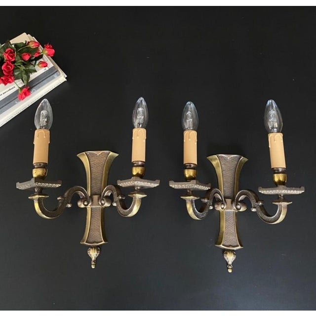 Vintage Bronze Sconces, 1960s, Set of 2 For Sale - Image 4 of 9