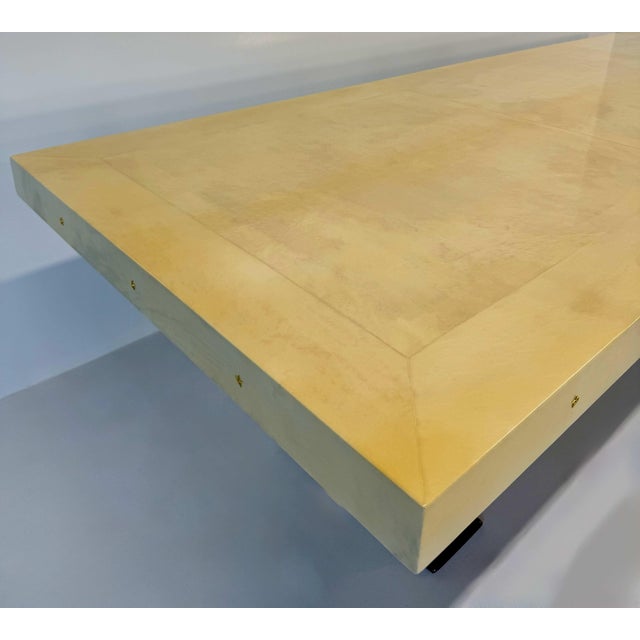 Art Deco Italian Parchment Maple, Black and Brass Stars Table, 1940s For Sale - Image 14 of 17