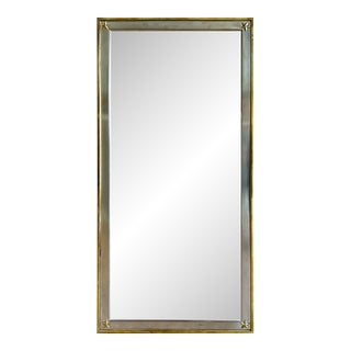 French Directoire Style Brushed Steel and Brass Wall Mirror Star Accents For Sale