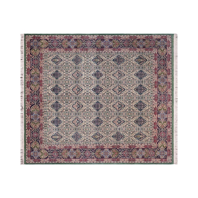 Blue Shabby Chic 1990's Pak-Persian Green/Blue Wool Rug - 7'10'' X 9'2'' For Sale - Image 8 of 9