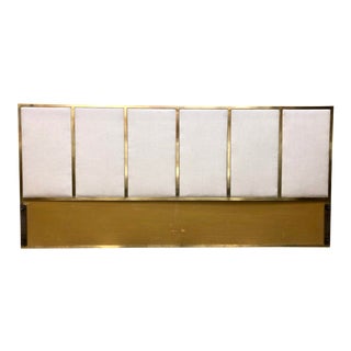 Paul McCobb Brass Frame Upholstered King Headboard by Calvin Circa 1950s For Sale