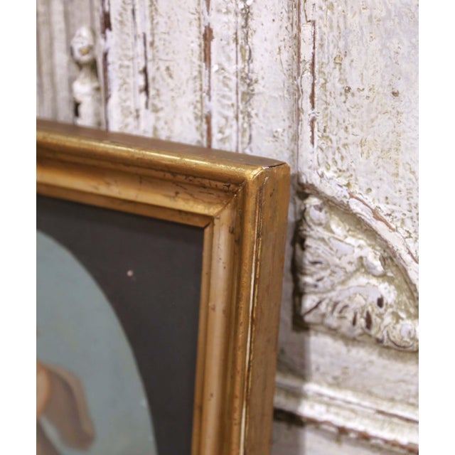 19th Century French Neoclassical Gouache of Flora and Putto in Giltwood Frame For Sale - Image 4 of 7