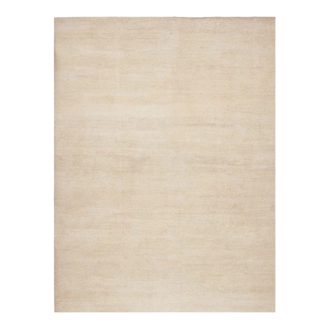 Rug & Kilim’s Modern Textural Oversized Rug With Striae of Beige - 12'x16' For Sale