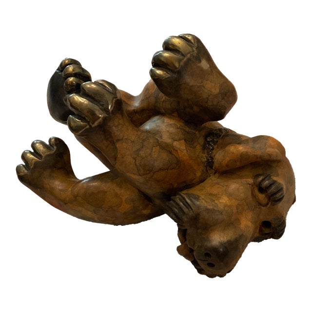 1970s Abstract French Style Bronze Dog Signed Marty For Sale