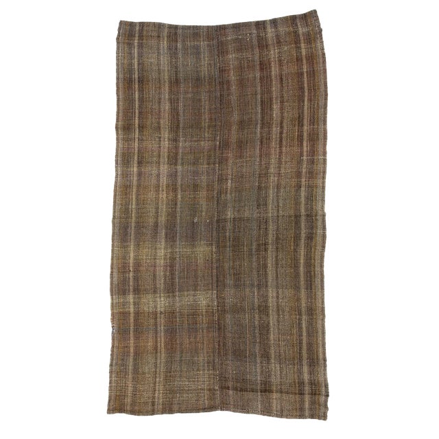 1960s Vintage Modern Turkish Kilim Rug- 6′6″ × 12′1″ For Sale