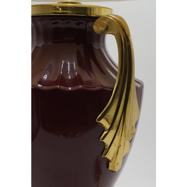 1990s Pair of Red Porcelain Neoclassical Urn Lamps For Sale - Image 10 of 13
