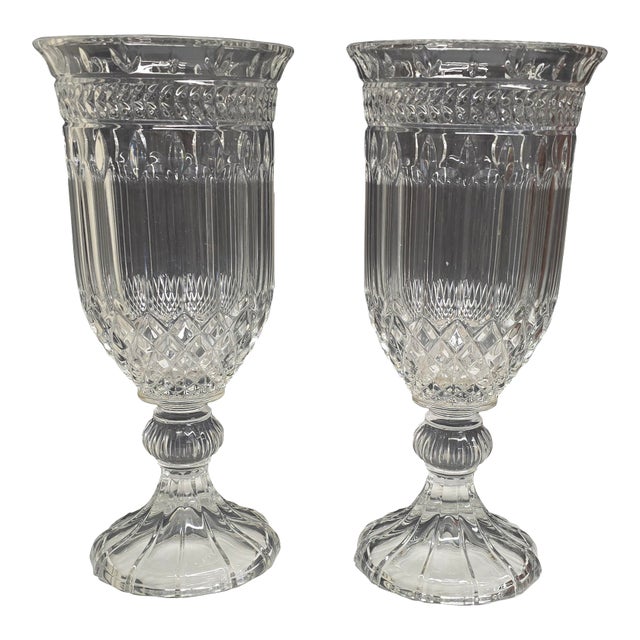 Vintage Hollywood Regency Shannon Crystal Vases a Pair For Sale