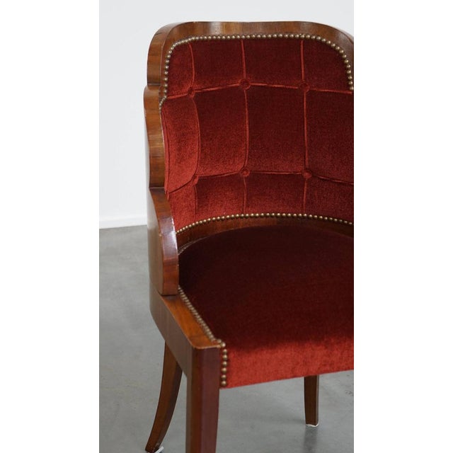 Art Deco Cloud Dining Side Chair with Luxurious Red Upholstery For Sale - Image 11 of 15