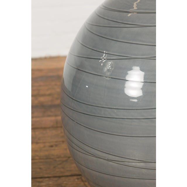 Early 21st Century Silver Grey Glazed Ceramic Vase For Sale - Image 9 of 12