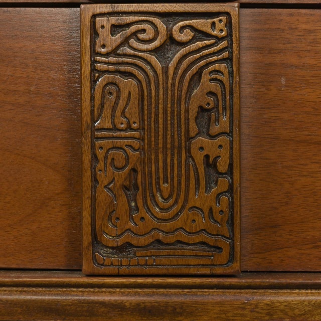 Bassett Aztec 6 Drawer Low Dresser in Mayan Walnut Finish For Sale - Image 9 of 14