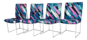 Set of 4 Chrome "Thin Line" Dining Chairs by Milo Baughman for Thayer Coggin