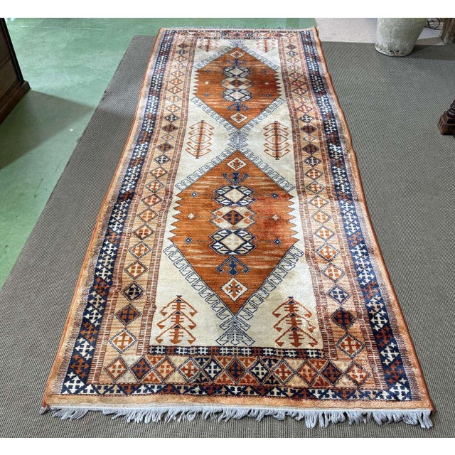 Brown and Beige Handmade Wool Rug For Sale - Image 3 of 15