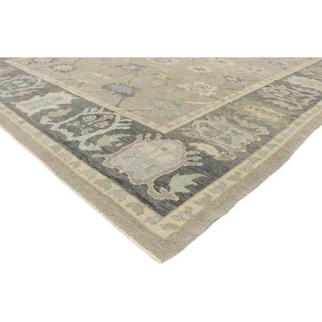 53517 Turkish Oushak Rug with Modern Transitional Style 10'07 x 14'01. This hand-knotted wool Turkish Oushak rug balances...
