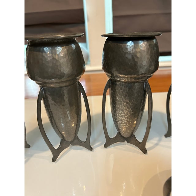 Liberty & Co. English Liberty & Company Tudric Pewter Rocket Vases- Set of 6 For Sale - Image 4 of 17