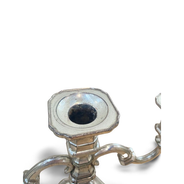 Vintage German Silver-Plated Metal Candleholders, 1960, Set of 2 For Sale - Image 9 of 17
