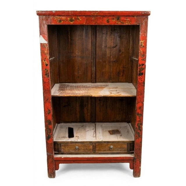Early 19th Century Hand Painted Red Lacquer Cabinet For Sale - Image 4 of 7