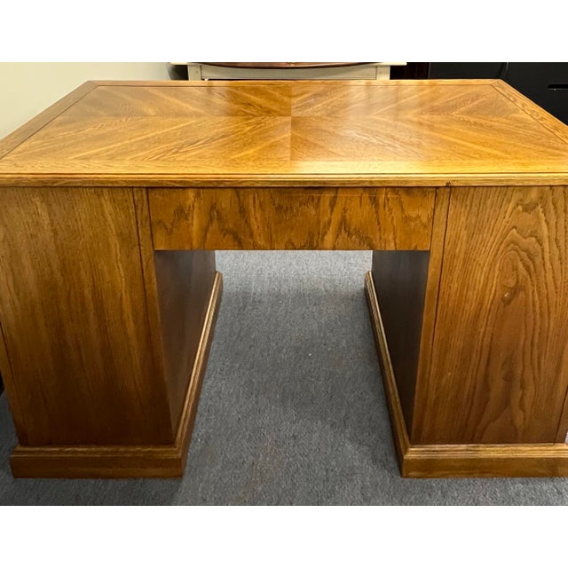 Vintage Campaign Style Double Pedestal 7 Drawer Desk For Sale - Image 11 of 11