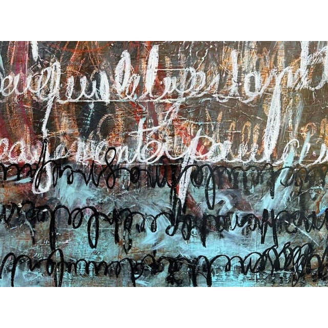 Christiane Corcelle "Dictée" Mixed Media on Canvas, Large Abstract Painting With White Handwriting on Dark Ground, 2024 For Sale - Image 4 of 7