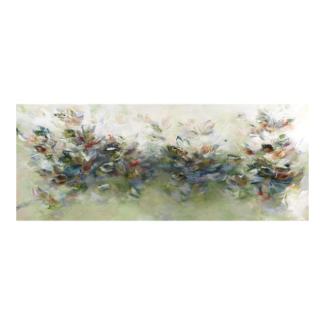 Freedom in Nature - Large Abstract Green Tone Textural Floral Acrylic Painting Original Artwork by Ve Boisvert For Sale