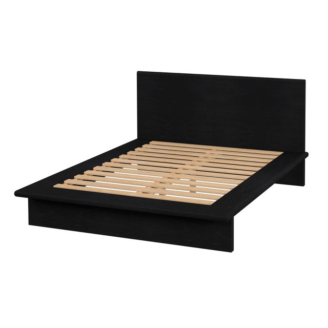 Mid-Century Modern Halmstad Wood Platform Queen Bed, Black For Sale - Image 3 of 7