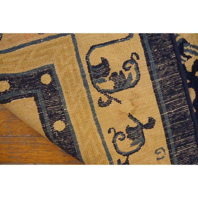 1890s Beige Field Medallion Qing Antique Chinese Peking Carpet Rug 8'8" X 11'5" For Sale - Image 9 of 10