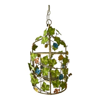 Vintage Italian Tole Floral Chandelier For Sale