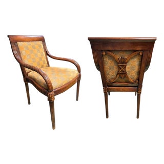 Nancy Corzine Neoclassical (Louis XVI Revival) Upholstered Armchair With Fluted Frame, Early 21st Century For Sale
