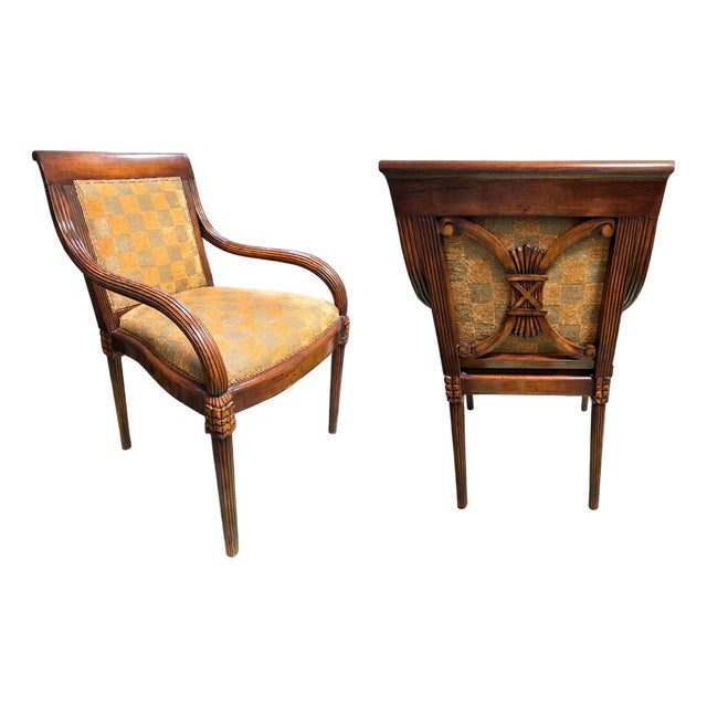 Nancy Corzine Neoclassical (Louis XVI Revival) Upholstered Armchair With Fluted Frame, Early 21st Century For Sale