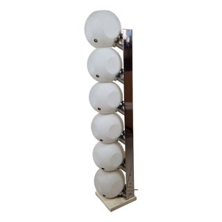 P440 Floor Lamp in Opaline Glass and Metal from Lumi, 1970s For Sale
