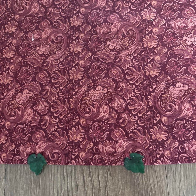 French Country Burgundy Artisan Privacy Panels Lined Beaded Handmade For Sale - Image 3 of 11