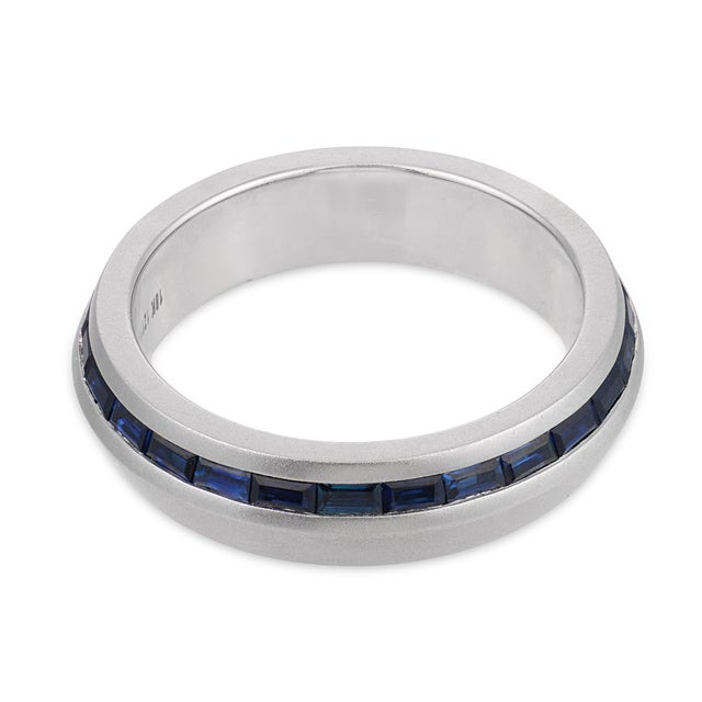 1920s Lugano Sapphire 18k White Gold Eternity Band, Size 10.5 For Sale - Image 4 of 7