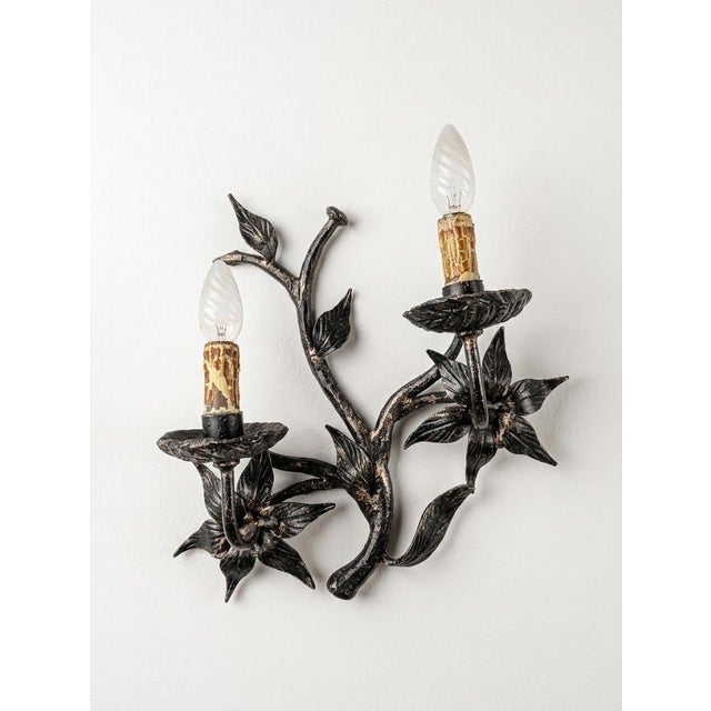Brutalist Spanish Wrought Iron Wall Sconce, 1950 For Sale - Image 10 of 10