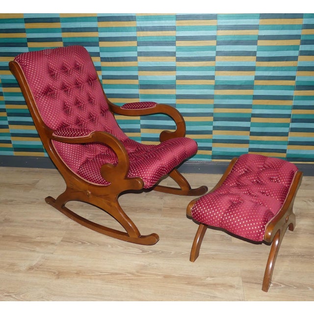 Set of Vintage Lounge Rocking Chair and Ottoman, 1970s For Sale - Image 10 of 10