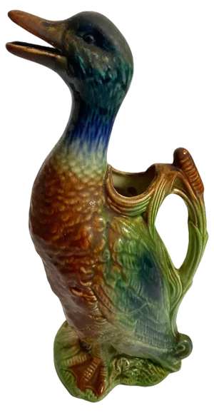 Majolica Duck Mallard Pitcher, About 1900s