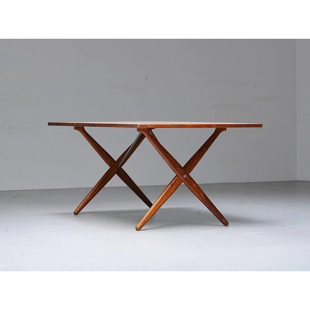 Model 303 Dining Table in Oak and Metal by Hans J. Wegner attributed to Andreas Tuck, Denmark, 1950s For Sale - Image 11 of 16