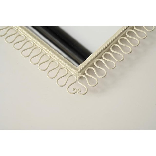 Rectangular Ivory Enameled Wrought Iron Mirror in the style of Gio Ponti, Italy, 1950s For Sale - Image 13 of 14