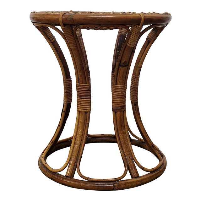 Bamboo and Rattan Stool, 1950s For Sale - Image 6 of 6