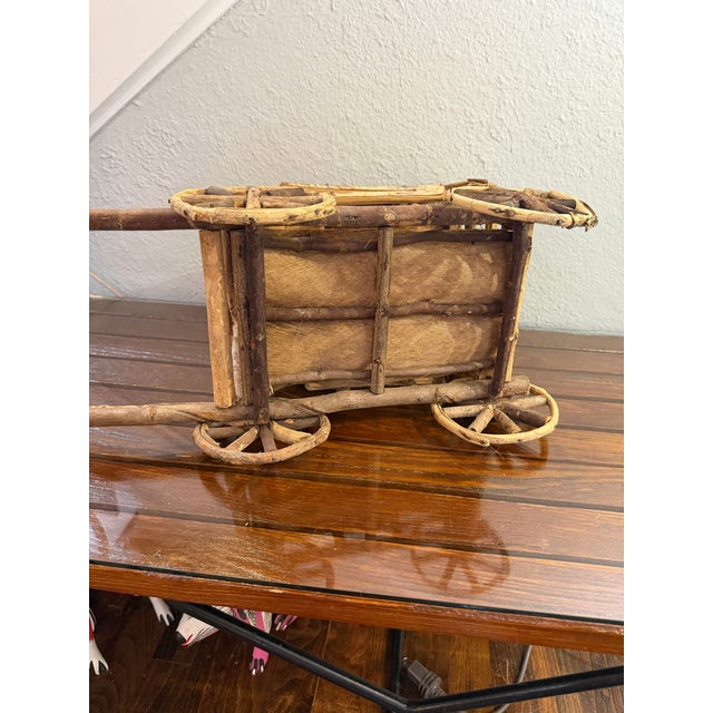 Vintage 1940s Adirondack Western Twig and Bark Handmade Covered Wagon Folk Art With Four Handcarved Wooden Horses and Two Drivers Figures For Sale In Dallas - Image 6 of 12