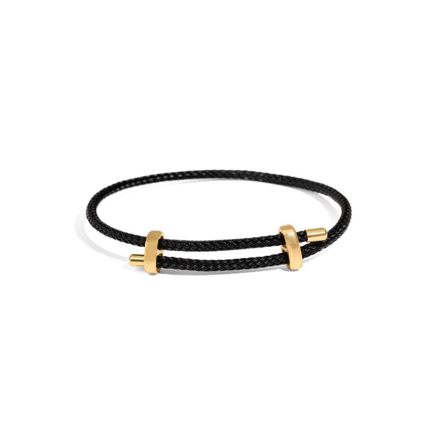 Metal Black Elegance Adjustable Gold Rope Bracelet For Sale - Image 7 of 9